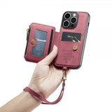 CaseMe iPhone 14 Pro Cover C20 Kortlomme Lynlås Rød