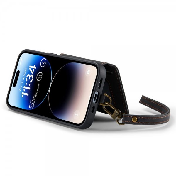 CaseMe iPhone 14 Pro Cover C20 Kortlomme Lynlås Sort