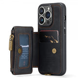 CaseMe iPhone 14 Pro Cover C20 Kortlomme Lynlås Sort