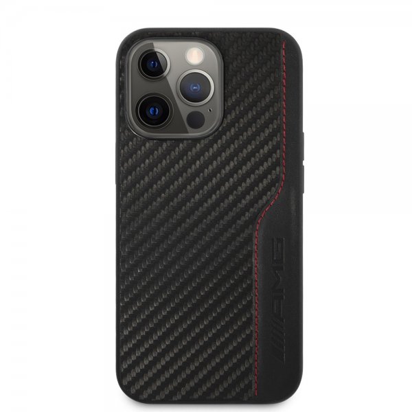 AMG iPhone 14 Pro Cover Carbon Effect Stamped Logo Sort