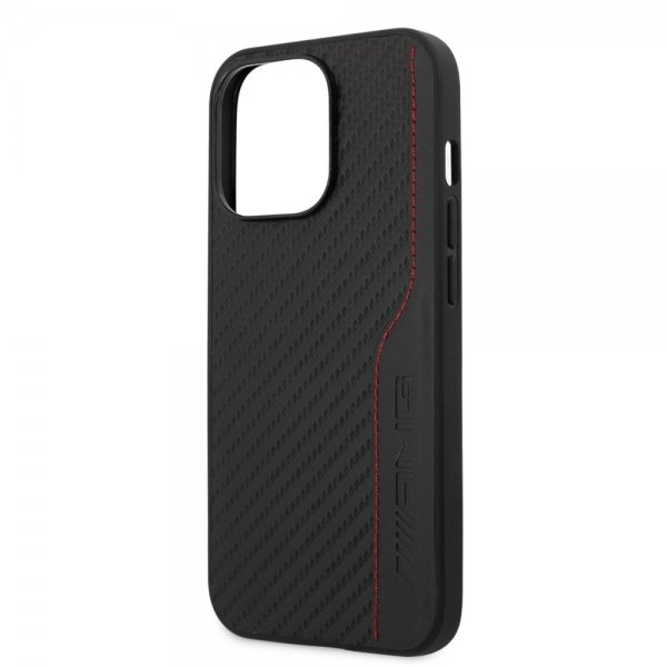 AMG iPhone 14 Pro Cover Carbon Effect Stamped Logo Sort