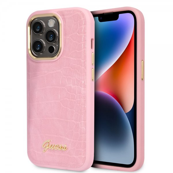Guess iPhone 14 Pro Cover Croco Rosa