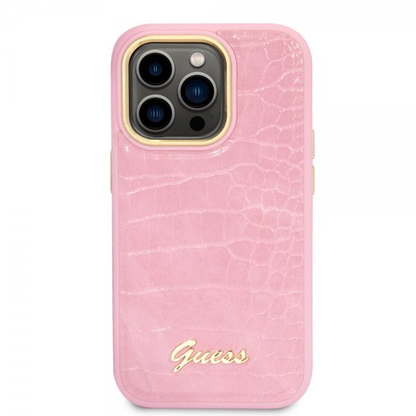 Guess iPhone 14 Pro Cover Croco Rosa