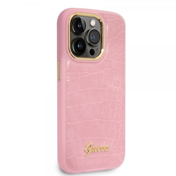 Guess iPhone 14 Pro Cover Croco Rosa