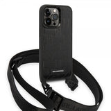 Karl Lagerfeld iPhone 14 Pro Skal Crossbody Strap Sort
