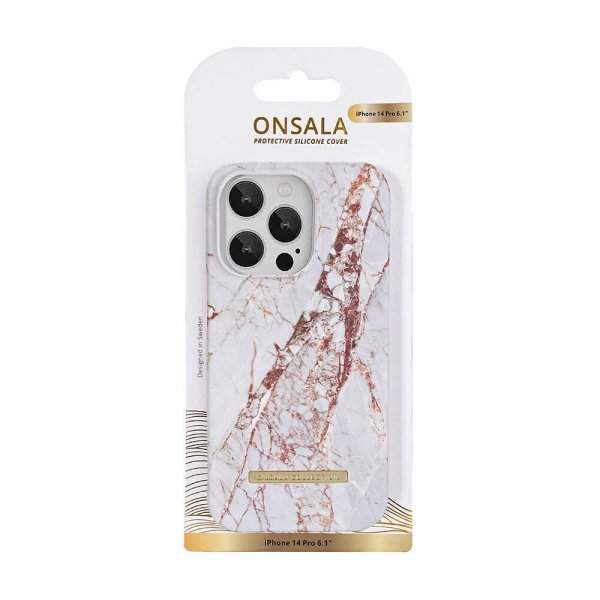 Onsala iPhone 14 Pro Cover Fashion Edition White Rhino Marble