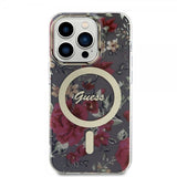 Guess iPhone 14 Pro Cover Flower MagSafe Khaki
