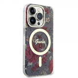 Guess iPhone 14 Pro Cover Flower MagSafe Khaki