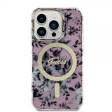 Guess iPhone 14 Pro Cover Flower MagSafe Rosa
