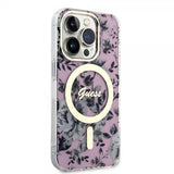 Guess iPhone 14 Pro Cover Flower MagSafe Rosa