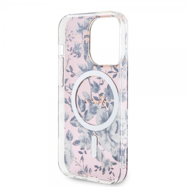 Guess iPhone 14 Pro Cover Flower MagSafe Rosa