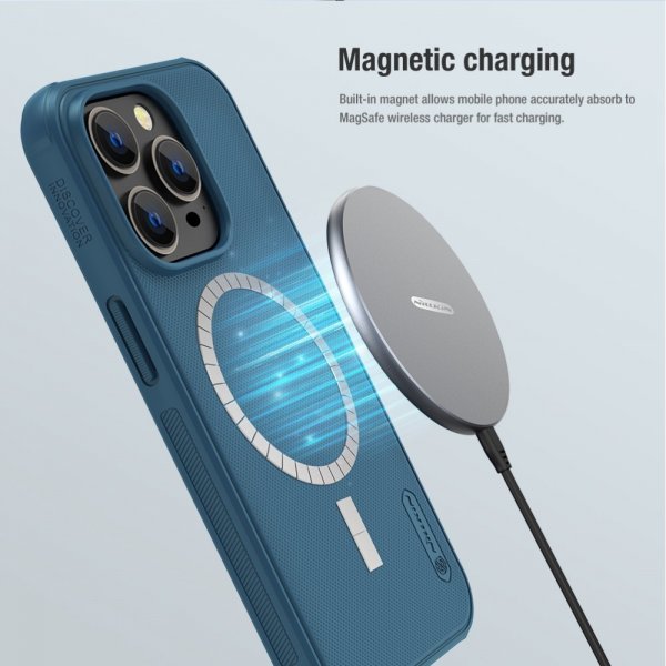 Nillkin iPhone 14 Pro Cover Frosted Shield Pro MagSafe Blå