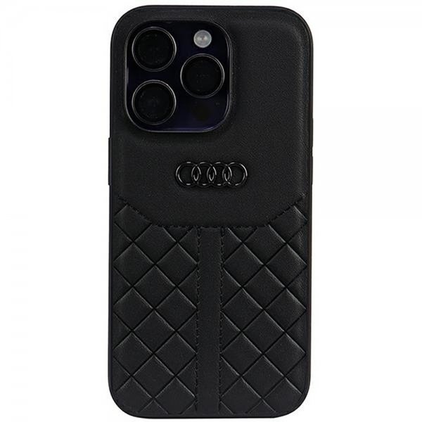 Audi iPhone 14 Pro Cover Ægte Læder Etui Sort