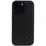 Audi iPhone 14 Pro Cover Ægte Læder Etui Sort