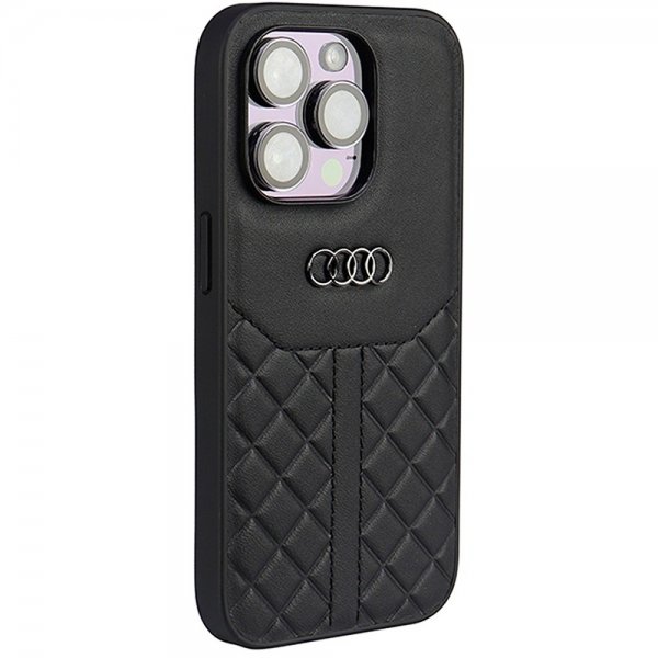 Audi iPhone 14 Pro Cover Ægte Læder Etui Sort