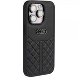 Audi iPhone 14 Pro Cover Ægte Læder Etui Sort