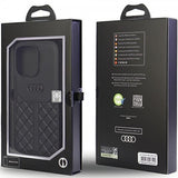 Audi iPhone 14 Pro Cover Ægte Læder Etui Sort
