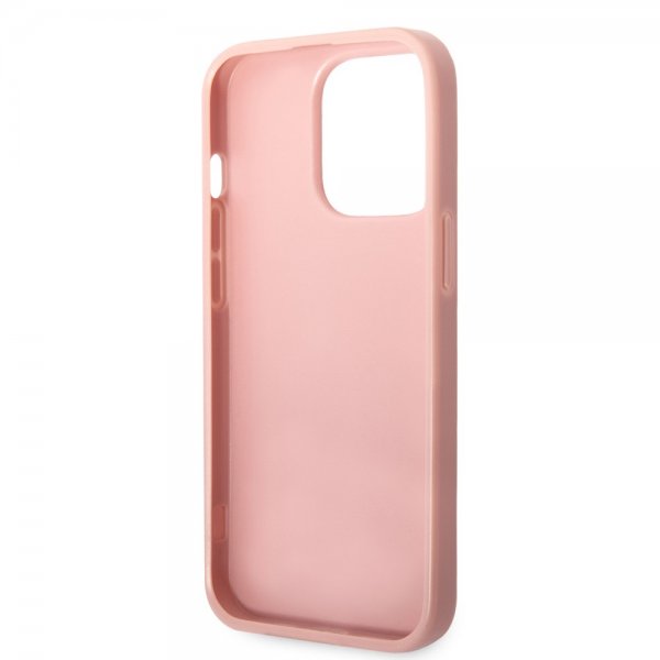 Guess iPhone 14 Pro Cover Glitter Flakes Metal Logo Rosa