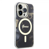 Guess iPhone 14 Pro Cover Golden Marble MagSafe Sort