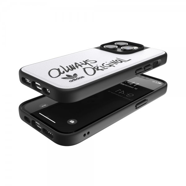 Adidas iPhone 14 Pro Cover Inlay Embroidery Case Hvid Sort