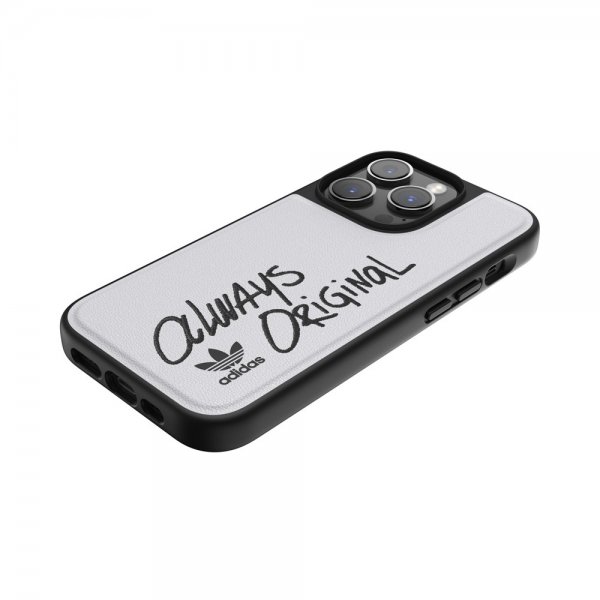 Adidas iPhone 14 Pro Cover Inlay Embroidery Case Hvid Sort