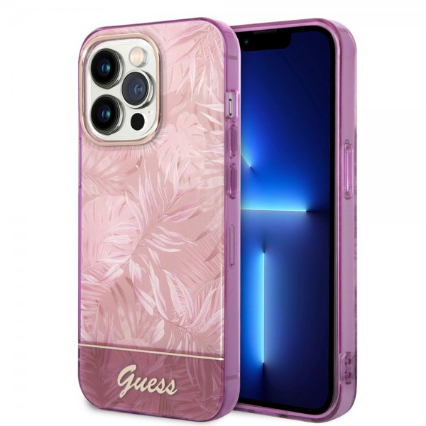 Guess iPhone 14 Pro Cover Jungle Rosa