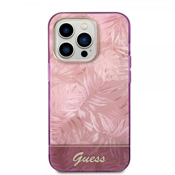 Guess iPhone 14 Pro Cover Jungle Rosa