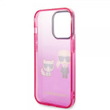 Karl Lagerfeld iPhone 14 Pro Cover Karl & Choupette Gradient Lyserød