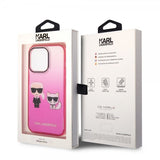 Karl Lagerfeld iPhone 14 Pro Cover Karl & Choupette Gradient Lyserød