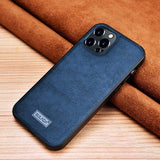 Sulada iPhone 14 Pro Cover Lædertekstur Blå