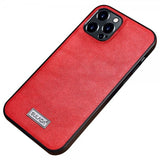 Sulada iPhone 14 Pro Cover Lædertekstur Rød