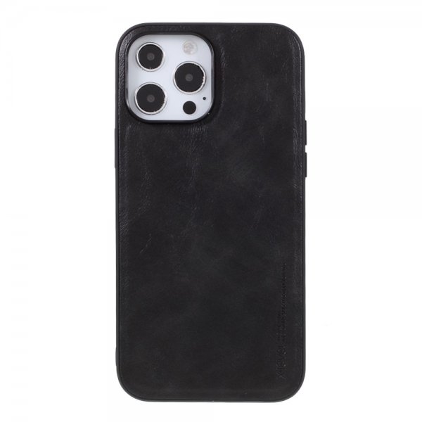 X-Level iPhone 14 Pro Cover Lædertekstur Sort