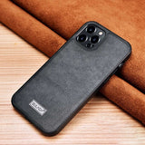 Sulada iPhone 14 Pro Cover Lædertekstur Sort
