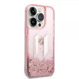 Karl Lagerfeld iPhone 14 Pro Cover Liquid Glitter Big Logo Rosa