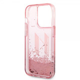 Karl Lagerfeld iPhone 14 Pro Cover Liquid Glitter Big Logo Rosa