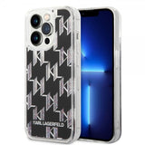 Karl Lagerfeld iPhone 14 Pro Cover Liquid Glitter Monogram Sort