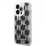 Karl Lagerfeld iPhone 14 Pro Cover Liquid Glitter Monogram Sort
