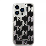 Karl Lagerfeld iPhone 14 Pro Cover Liquid Glitter Monogram Sort