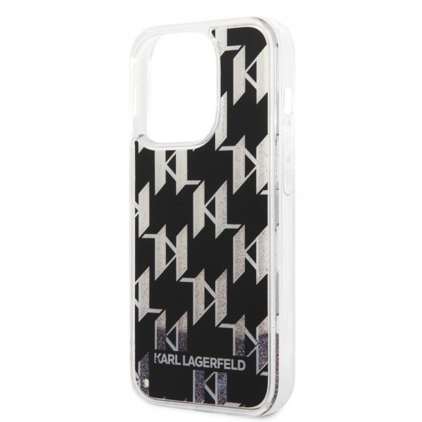 Karl Lagerfeld iPhone 14 Pro Cover Liquid Glitter Monogram Sort