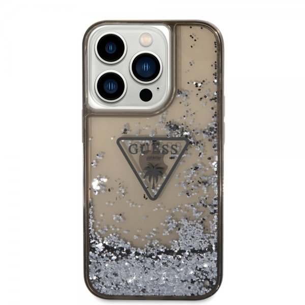 Guess iPhone 14 Pro Cover Liquid Glitter Translucent Sort