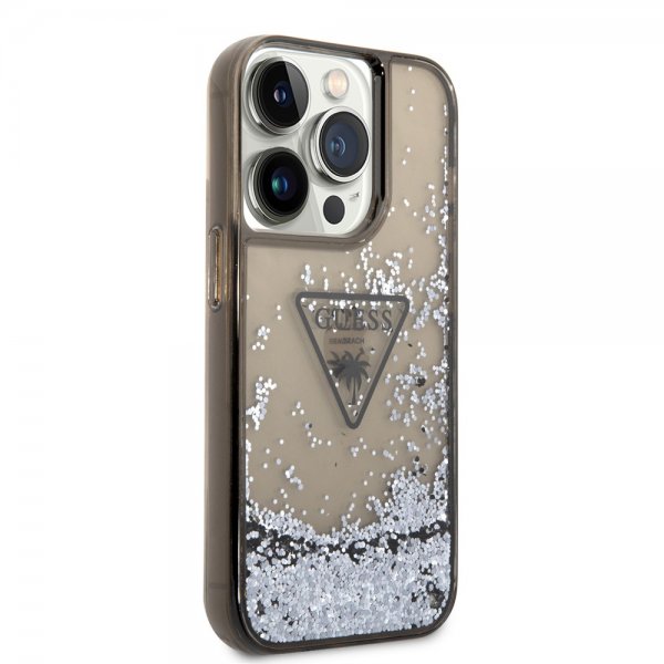 Guess iPhone 14 Pro Cover Liquid Glitter Translucent Sort