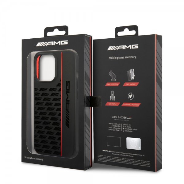 AMG iPhone 14 Pro Cover Liquid Silikone Carbon Mønster Sort