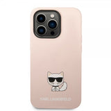 Karl Lagerfeld iPhone 14 Pro Cover Liquid Silicone Choupette Rosa