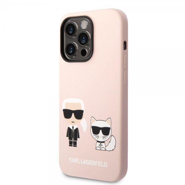 Karl Lagerfeld iPhone 14 Pro Cover Liquid Silicone Karl & Choupette MagSafe Rosa