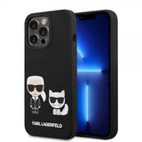 Karl Lagerfeld iPhone 14 Pro Cover Liquid Silicone Karl & Choupette MagSafe Sort