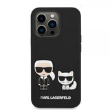 Karl Lagerfeld iPhone 14 Pro Cover Liquid Silicone Karl & Choupette MagSafe Sort