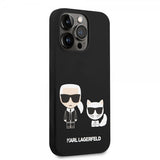 Karl Lagerfeld iPhone 14 Pro Cover Liquid Silicone Karl & Choupette MagSafe Sort