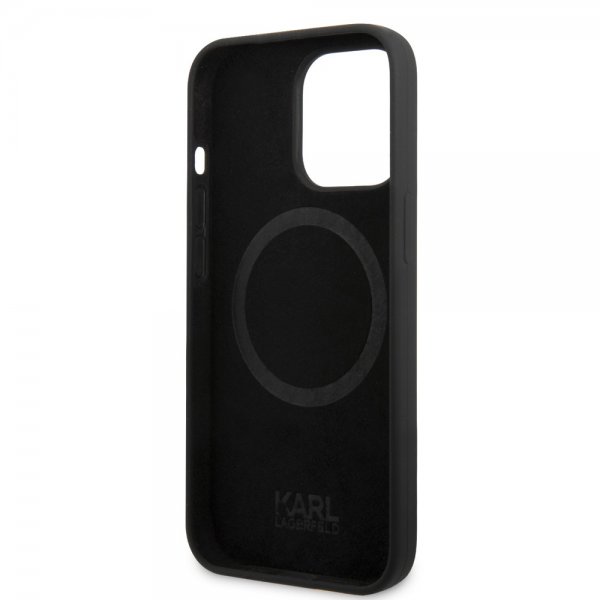Karl Lagerfeld iPhone 14 Pro Cover Liquid Silicone Karl & Choupette MagSafe Sort
