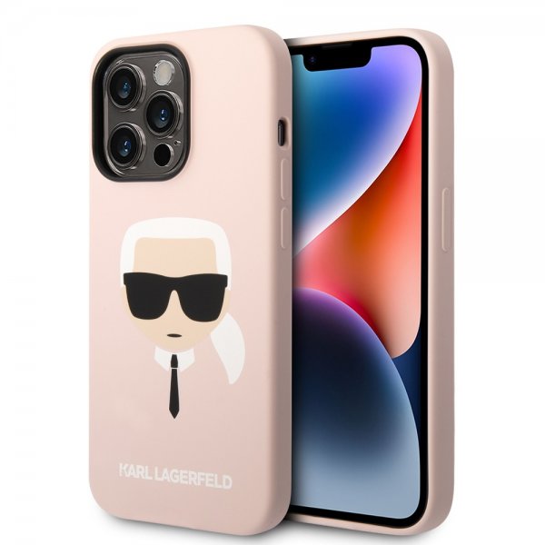 Karl Lagerfeld iPhone 14 Pro Cover Flydende Silikone Karl MagSafe Rosa