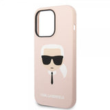 Karl Lagerfeld iPhone 14 Pro Cover Flydende Silikone Karl MagSafe Rosa